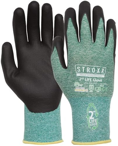 STROXX® 2nd Life Arbeitshandschuhe aus Recycled Polyester |grün/schwarz| Gartenhandschuhe | Variabel einsetzbar | Damen und Herren | Atmungsaktiv | Strapazierfähig (3, 11)