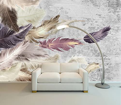 Papier Peint Panoramique Plumes de ciment Vintage Papier Peint 3D Personnalisés Intissé Décoration Murale 350x256cm