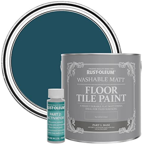 Rust-Oleum Blue Washable Matt Floor Tile Paint - Commodore Blue 2.5L