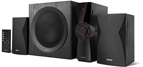 Edifier CX7 Aktives 2.1 Home-Entertainment-System mit Bluetooth V5.0, 21cm (8 Zoll) Subwoofer und Infrarot-Fernbedienung: Perfekt für TV, PC, Notebook etc., Schwarz