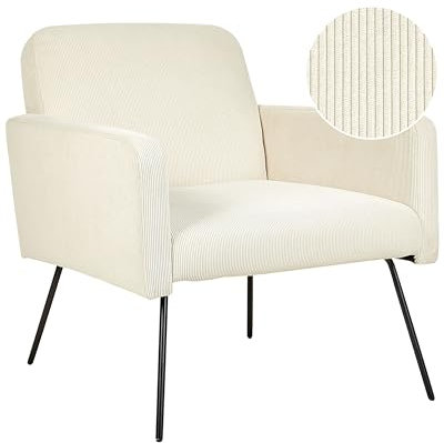 Beliani Sessel aus Cord in Beige Metallgestell in Schwarz Retro Design Narken