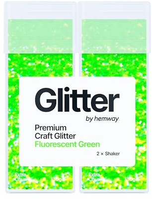 Hemway Premium-Glitzer-Streuer, fluoreszierendes Grün, extra klobige metallische Flocken-Pailletten für Harz- und Epoxid-Handwerk, Bastelbedarf für Becher, Festival, Gesicht, Körper, Augen und