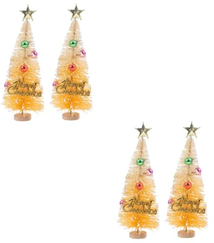 Ciieeo 4 Stück Mini-Weihnachtsbaum Gefälschter Weihnachtsbaum Entzückender Desktop-Baum Miniaturen Kleine Geschmückte Weihnachtsbäume Zeder Weiß Weihnachtsutensilien Sisal-Seide Gefrostet