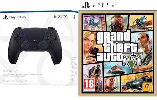 Playstation DualSense Midnight Black Wireless Controller 5 & Grand Theft Auto V (PS5)