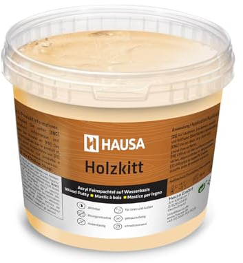 HAUSA Holzkitt 1 kg Buche Natur Holzspachtelmasse, Kitt für Holz, Holzspachtel/Füllmasse zum Reparieren von Holzschäden gebrauchsfertig ausgezeichnete Füllkraft schnelltrocknend rissbeständig