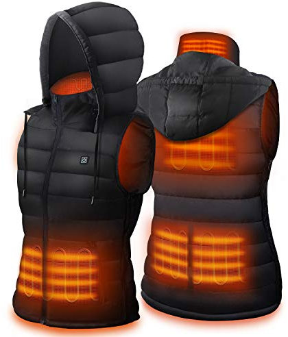 DR.PREPARE Heated Gilet, Unisex Winter Hooded Outerwear for Men Women, Lightweight USB Electric Clothing Vest with 3 Heating Levels, Adjustable Size (Battery Pack Not Included)