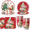 Bikasun Juego de Vajilla de Navidad - Platos de Papel, Servilletas, Decoración de Fiesta - Rojo Papá Noel, Copo de Nieve, Alce - Para 10 Invitados
