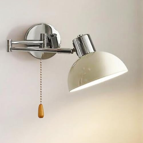 LOGT Innen Wandleuchte mit Schwenkbarem Arm Chrom Wandlampe mit Schalter Verstellbare Wandbeleuchtung Ausziehbar Lange Arm Wand Leselampe E27 Fassung für Nachttisch Schlafzimmer Wohnzimmer,A