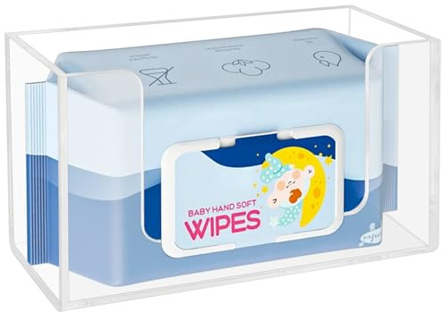 DELIPPLY Wet Wipe Holder Wall Mount, Flushable Wipe Dispenser Acrylic for Bathroom Bedroom Kitchen, Clear