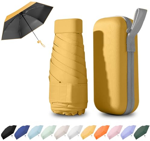 Ancuioyz Umbrella Mini - Portable Compact for Women & Men, Lightweight for Rain or Shine, Travel-Friendly Sun Protection (Yellow)