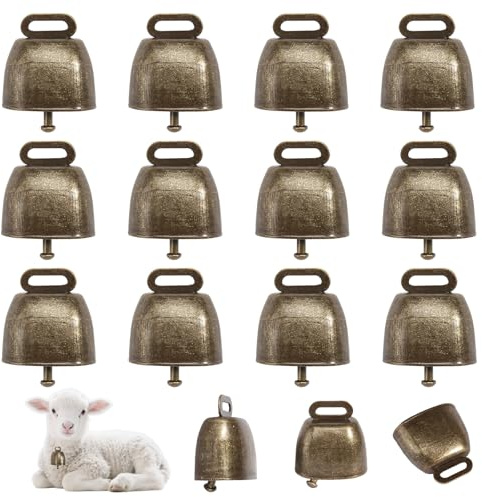 15 Stück Kuhglocke Handwerk Kuhglocke Klein Vintage Glöckchen Deko Glocken Ziegenglocke Kuhglocken Metall Tierglocken für Rinder Kuh Pferd Schafe
