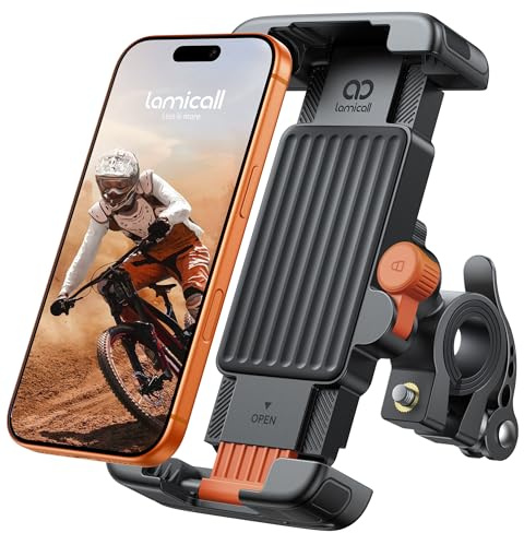Lamicall Handyhalterung Fahrrad Lenker, Motorrad Handyhalter Fahrradlenker | [1s verriegelt] Universale Fahrrad Handy Halterung für MTB E Scooter, Handy Fahrradhalterung für iPhone, Samsung Smartphone