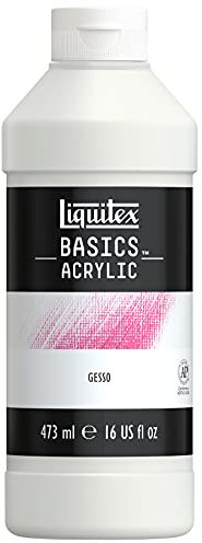 Liquitex 104016 Basics Acrylfarbe Gesso, perfekte Grundierung in mattweiß, gebrauchsfertig, matt, opak deckend, für Leinwand, Papier, Stein, Holz, Gips - 473ml Topf
