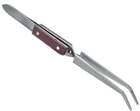 SE Cross Lock Soldering Tweezers with Fiber Grip - Precision Pick-Up Tool - Easy Grip Tweezers - 45-Degree Angle - 509TW