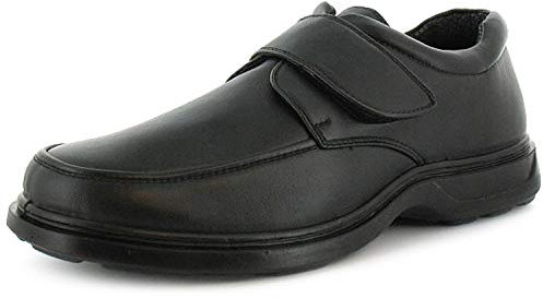 Comfisole Percy Mens Smart Shoes - Comfortable Black Footwear for Men with Touch Fastening Strap. Casual Lightweight Wide Fit Shoes for Men Black 8 UK