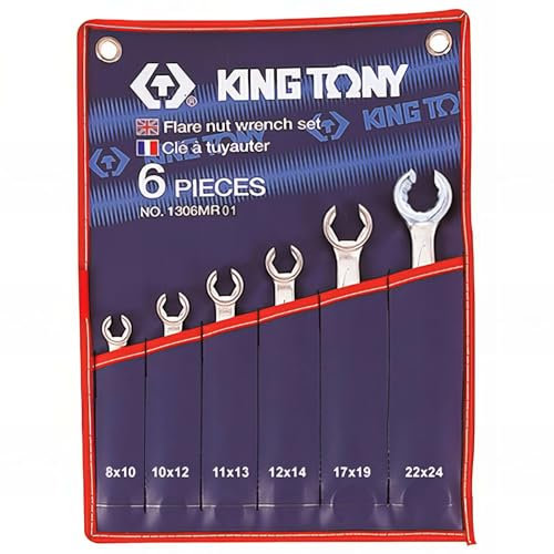 KING TONY 1306MR01 Trousse de Clés à Tuyauter Métriques, Set de 6, Black