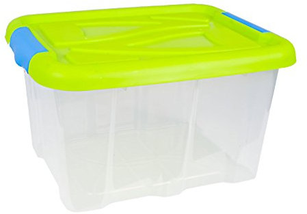 Aufbewahrungsbox Stapelbox Kiste Box mit Deckel 30 Liter grün