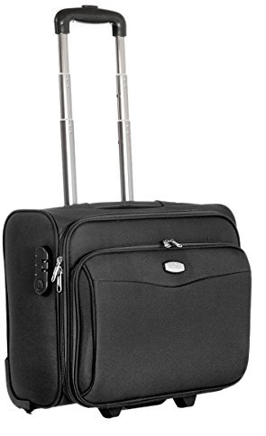 JustGlam - Bagaglio a mano da cabina pilotina porta pc 2 ruote compatile per voli low cost art 6805 / nero