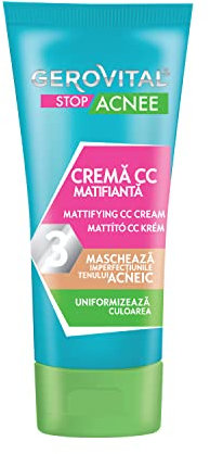 Gerovital Stop Acnee Mattierende CC-Creme gegen Akne & Pickel – Kaschiert Hautunreinheiten für ebenmäßigen Teint – Farbton mittel, passt sich dem Hautton an, 30 ml