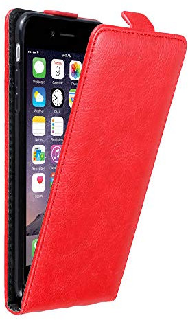 Cadorabo Hülle kompatibel mit Apple iPhone 6 Plus / 6S Plus Flip Design aus Premium Kunst Leder Flip Klappbare Stoßfeste Magnetische Cover Hülle für iPhone 6 Plus / 6S Plus Tasche in Rot