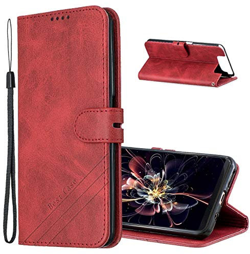 MRSTER Case Compatible with Samsung Galaxy A80, Premium PU-Leather Flip Wallet Cover Phone Case for Samsung Galaxy A80. HX Retro Red