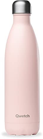 Qwetch - Bouteille Isotherme Originals Rose Pastel 750ml - 24h Froid et 12h Chaud - Etanche, Sans BPA & Réutilisable - Gourde inox isotherme pour Sport, Voyage, Bureau, Randonnée