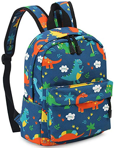 Zicac Kinderrucksack Jungen Dino Kleinkind Schulrucksack Schule Tasche Dinosaurier Kindergartenrucksack Daypack Cartoon Münze Geldbörse for 3-5 Jährige,23 x 13 x 30CM (Hellblau)