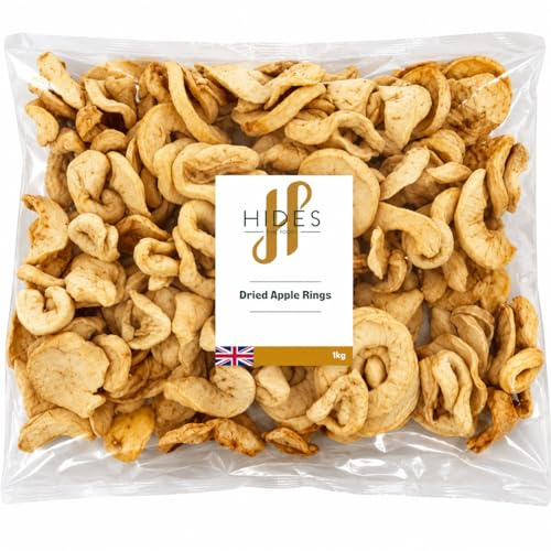 Hides Fine Foods - Dried Apple Rings 1kg - GMO Free - Suitable for Vegetarians - Perfect for Baking - Tarts - Cakes - Crumbles - Preserves - Christmas