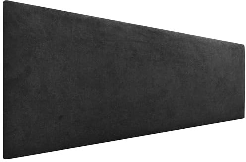 DHOME Kopfteil aus Kunstlederoder Stoff AQUALINE Glatt mit Beinen Kopfteil gepolstert Luxusbett Kopfteil (Stoff Schwarz, 160cm (Betten 150/160))