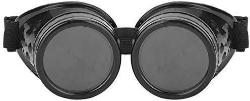 DAUERHAFT Vintage Brille Hohe Elastizität Vintage Steampunk Brille Steampunk Brille Anti Verschleiß(black)