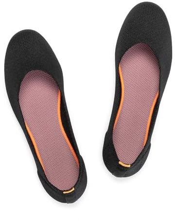 Frank Mully - Ballerine Basse da Donna in Maglia, Punta Rotonda, Senza Lacci, con Zeppa Bassa, comode e morbide, Nero, 37.5 EU