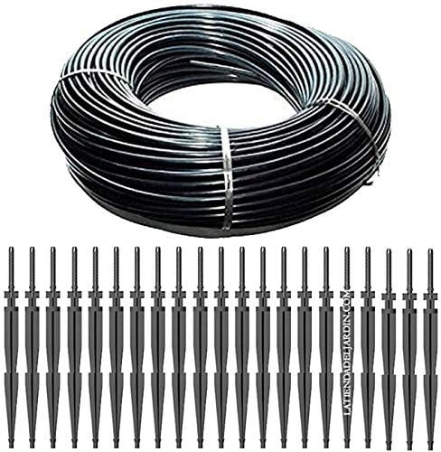 Suinga Pack Riego por goteo. MICROTUBO 3x5mm 200 metros + 50 ESTACAS RIEGO POR GOTEO 2,6 l/h. Riego por goteo para plantas, macetas y árboles