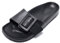 JOMIX Claquettes Femme Tongs Femme avec Boucle Réglable Chaussons d'été en Caoutchouc Confortable pour Douche Piscine Plage (Noir, 41)