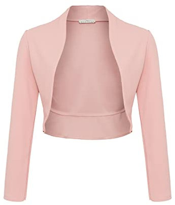 DANAEST Donna Manica Lunga Bolero Festivo Cardigan Cardigan Spalla Corto Top (700), rosa antico, S corto