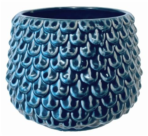 Nordring Retro Übertopf Vintage Pflanztopf für Zimmerplanzen Blumentopf Pino M (13,5 cm ø), Petrol, Keramik