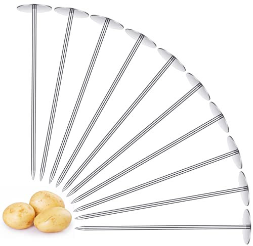 Newtay 12 Pcs Potato Baking Baked Nails, Stainless Steel Potato Baking Rods Gadgets Heating Core Grill Spikes Tools and Accessories for Kitchen, Silver