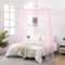 JADE POKE Betthimmel Vorhänge 216 Zoll lang, Rosa Durchsichtige Betthimmel Betthimmel für Mädchen Erwachsene, Baldachin Bettvorhänge hängen von Decke, Fenster Volant Vorhang Breit 52 (Queen, Rosa)