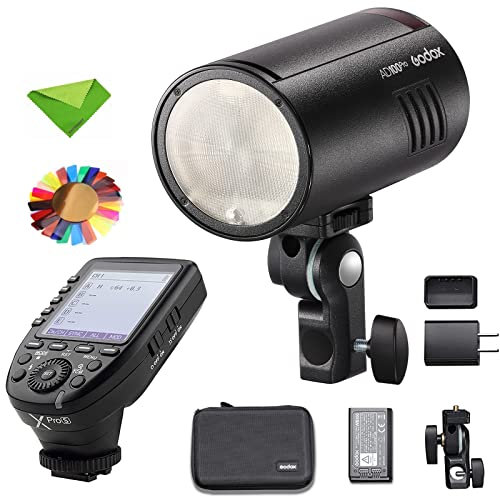 Godox Flash AD100Pro AD100 Pro w/Xpro-S Flash Trigger, 100Ws 2.4G 1/8000 HSS, 0.01-1.5s Recycling, 360 Full Power Flashes, 2600mAh Battery, Support TTL/M/Multi-Functions Strobe Light Photography