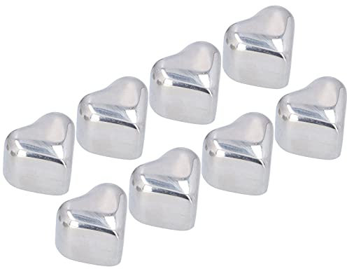 8 piedras de whisky, cubitos de hielo de acero inoxidable en forma de corazón, rocas de whisky de refrigeración reutilizables, piedras de refrigeración de Metal