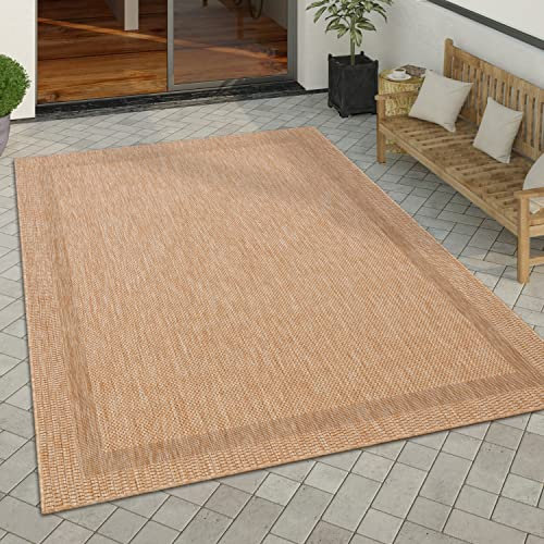 Paco Home Outdoor Teppich Wetterfest Wohnzimmer Balkon Küchenteppich Schlafzimmer Moderne Geometrische Muster, Grösse:160x220 cm, Farbe:Beige