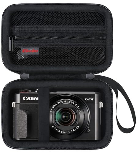 Elonbo Tragetasche für Canon PowerShot G7 X Mark III/ G7 X Mark II/ G7X Digitalkamera, G7X Mark iii/ii 4K Vlogging Kamera Reisetasche. Mesh Tasche passt Kabel, Schwarz