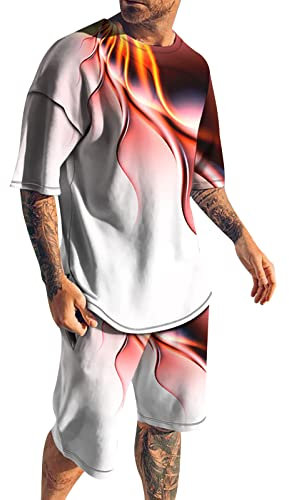 Fulidngzg Traningsanzuganzug Herren Elegant Fussball Sommer Outfit Schwitzanzug Festival Shorty 2 Teiler Schlafanzüge Jumpsuit Kurz Kurzarm Ohne Kapuze Kurzgröße Freizeitanzug Jogging Anzug 2023
