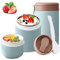 DAZZTIME MüSlibecher Becher 800 ml,ThermobehäLter,Doppelschicht MüSlibecher mit Faltbarem Löffel,Edelstahl Porridge Becher,Auslaufsicher Joghurtbecher,für Arbeit,Schule,Tourismus(Blau)