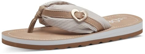 s.Oliver Damen Zehentrenner mit Herzdetail Sommer, Beige (Beige Stripes), 41 EU