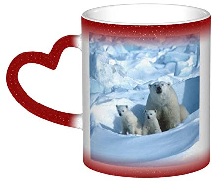 NOGRAX Mug à café en céramique avec imprimé ours polaire changeant de couleur