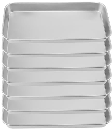NAMYEUT 7 Stück Instrumententablett Edelstahl Klein, 22,5 x 11,7 x 2 cm Rechteckig Labortablett Edelstahl Tablett Klein, Labortablett Nützliches Werkzeug
