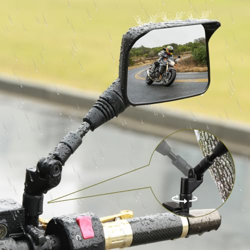 SHEJISI Motorcycle Mirrors,ATV Mirrors (2Pack) with Impact Resistance,Anti-glare with Rainproof,with7/8 Handlebar Mounts,Motorcycle Mirrors for Handlebars fit Suzuki,Honda,Grom,Yamaha,Kawasaki,Ducati