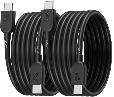 Cable Matters 2-Pack Extreme Flexible 240W USB C Charging Cable 1.8m, Black, for MacBook Pro, iPad Pro, iPhone 15 Pro, Apple Vision Pro (140W USB C Charger Cable, USB C Cable, USB 2.0, No Video)