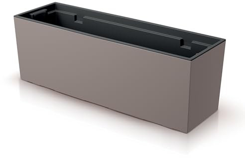 IMJ-Global Vaso per Fiori Piante Rettangolare Urbi Case Decorativo in Plastica Alto 20 cm da Interno Esterno 58x18 cm Mocca Design Moderno 18 Litri