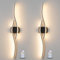 Modern Black LED Wall Lights Set of 2, Dimmable Wireless Sconce, LED Wall Lights for Living Room, 26W Energy Efficient Indoor Wall Lighting Fixture, 40.5 Curved Light Bar for Bedroom,Bathroom,Hallway